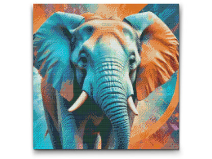 Diamond Painting - Elefant i nuancer af turkis og orange