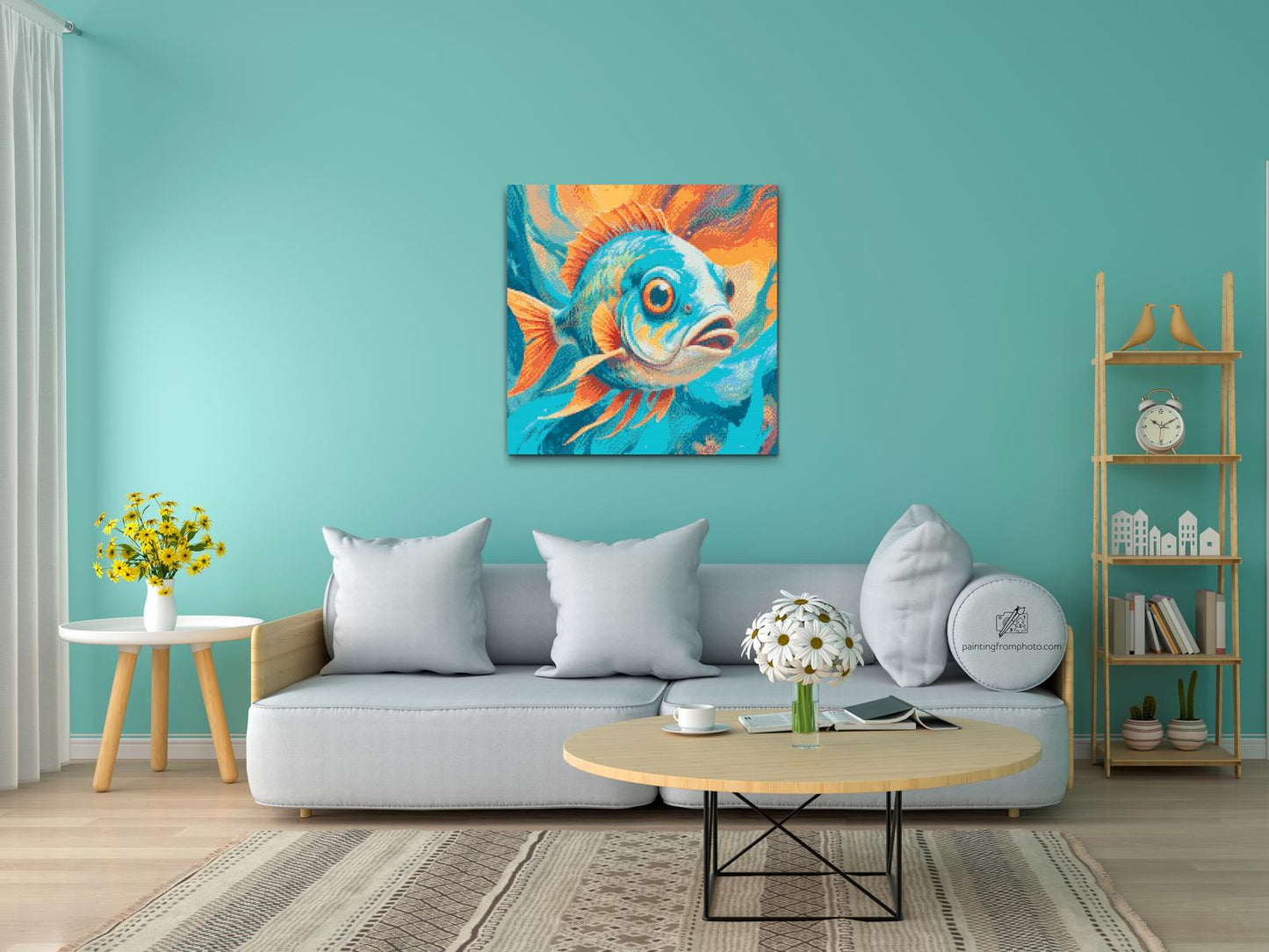 Diamond Painting - Fisk i nuancer af turkis og orange