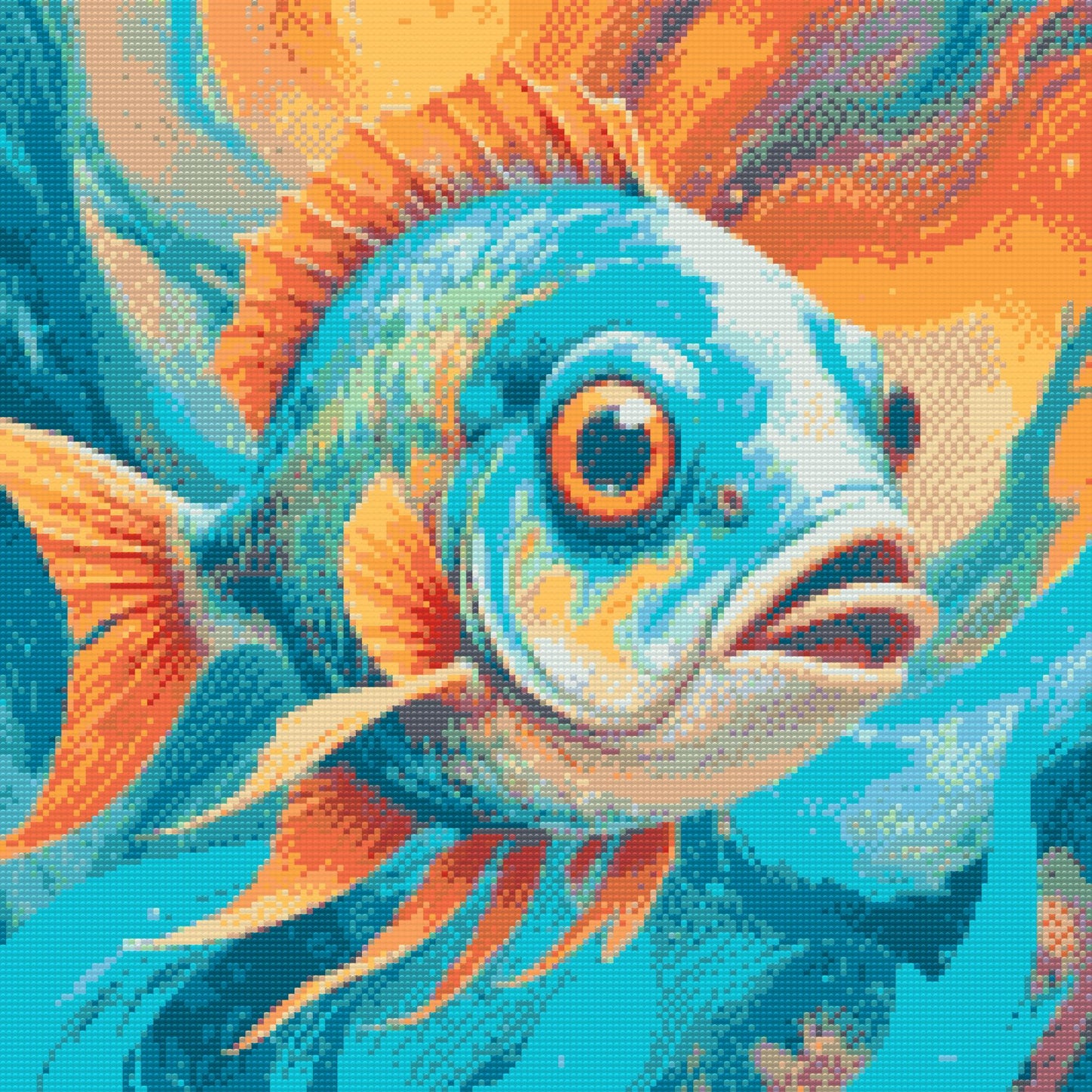 Diamond Painting - Fisk i nuancer af turkis og orange
