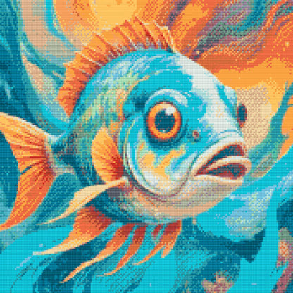 Diamond Painting - Fisk i nuancer af turkis og orange