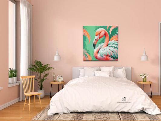 Diamond Painting - Flamingo i nuancer af dæmpet grøn