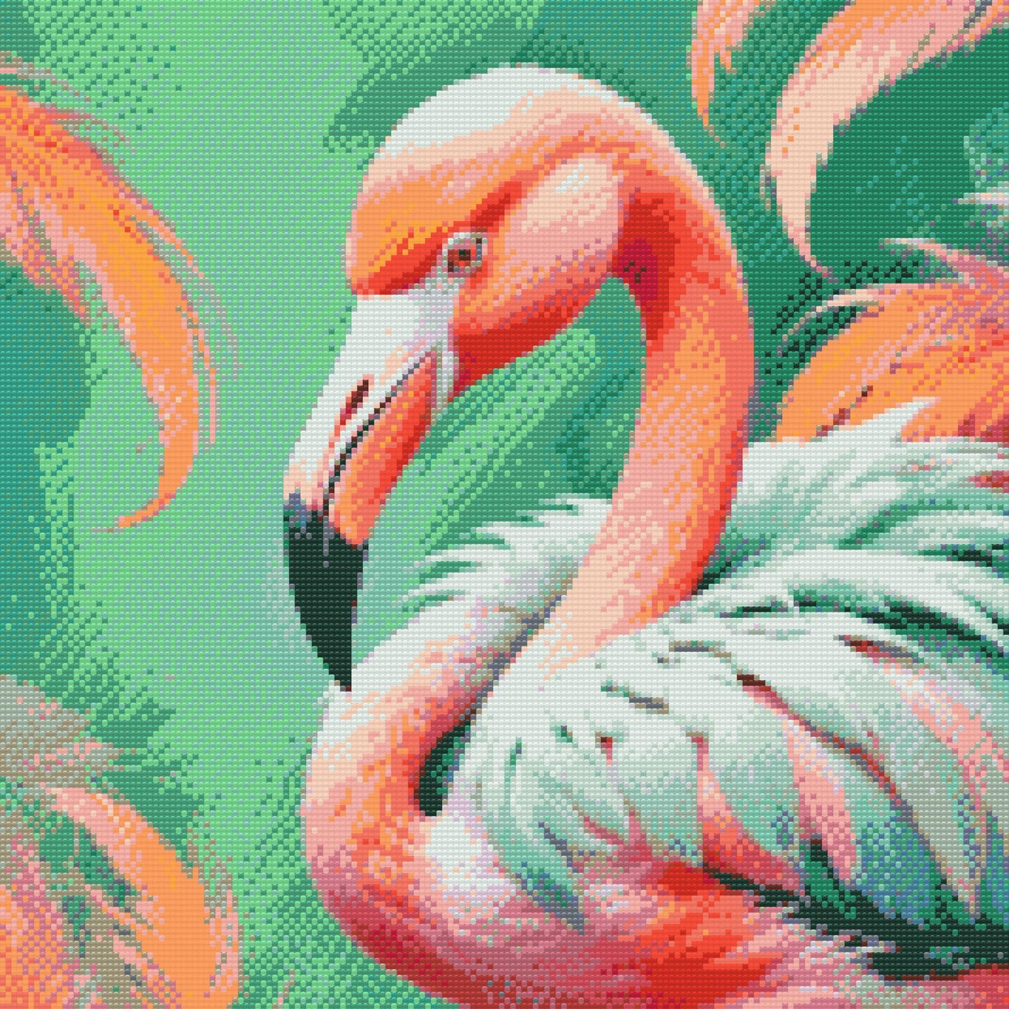 Diamond Painting - Flamingo i nuancer af dæmpet grøn