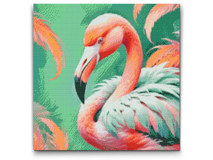 Diamond Painting - Flamingo i nuancer af dæmpet grøn