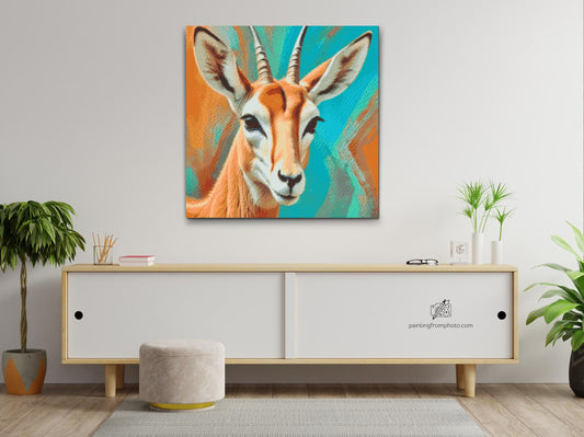 Diamond Painting - Gazelle i nuancer af turkis og orange