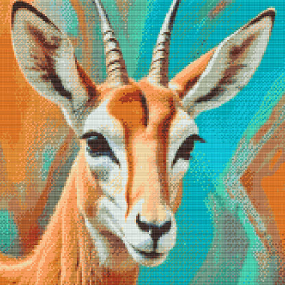 Diamond Painting - Gazelle i nuancer af turkis og orange