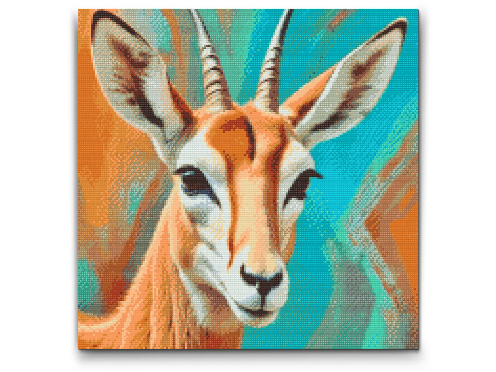 Diamond Painting - Gazelle i nuancer af turkis og orange