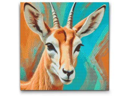 Diamond Painting - Gazelle i nuancer af turkis og orange