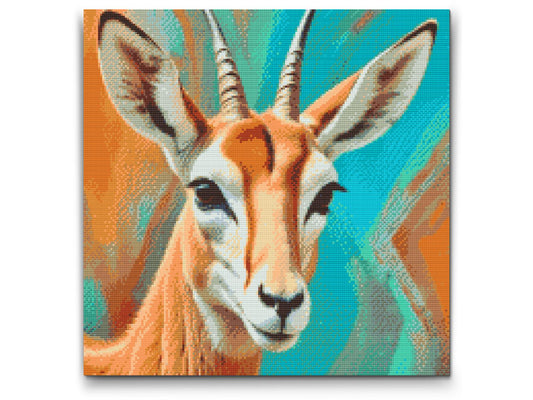Diamond Painting - Gazelle i nuancer af turkis og orange