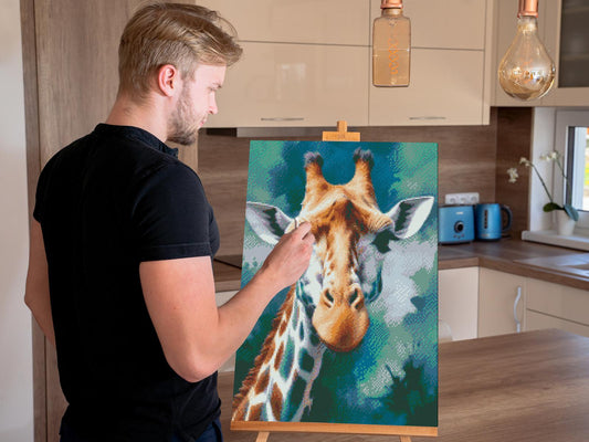 Diamond Painting - Giraf i mørk turkis nuancer