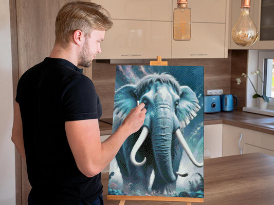 Diamond Painting - Mammut i nuancer af mørk turkis
