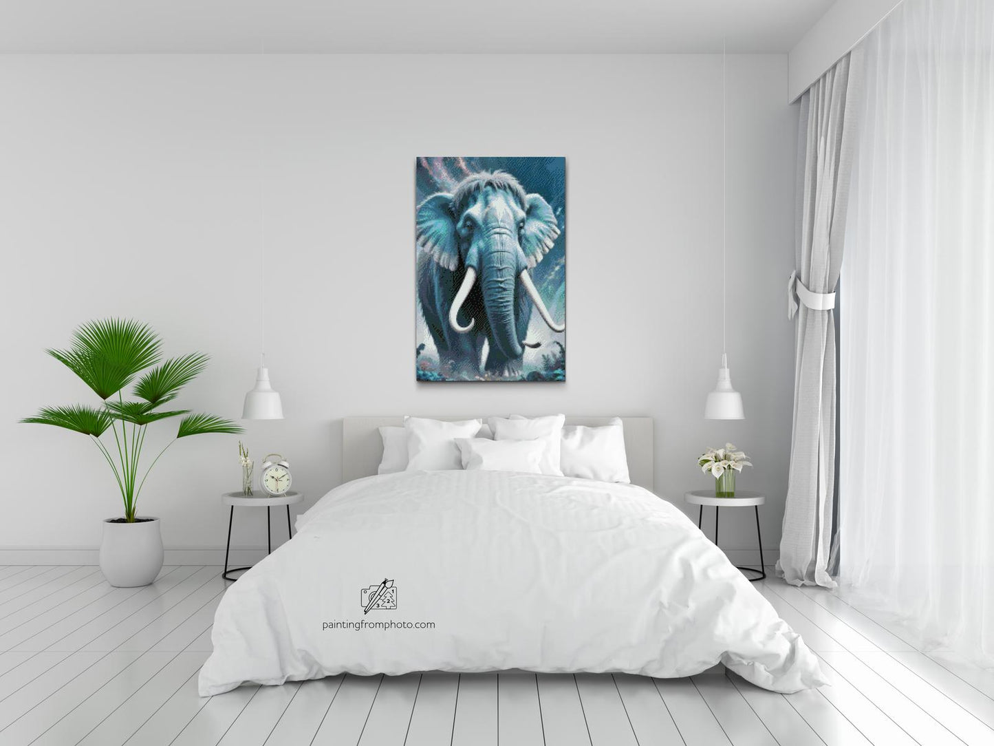 Diamond Painting - Mammut i nuancer af mørk turkis
