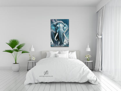 Diamond Painting - Mammut i nuancer af mørk turkis