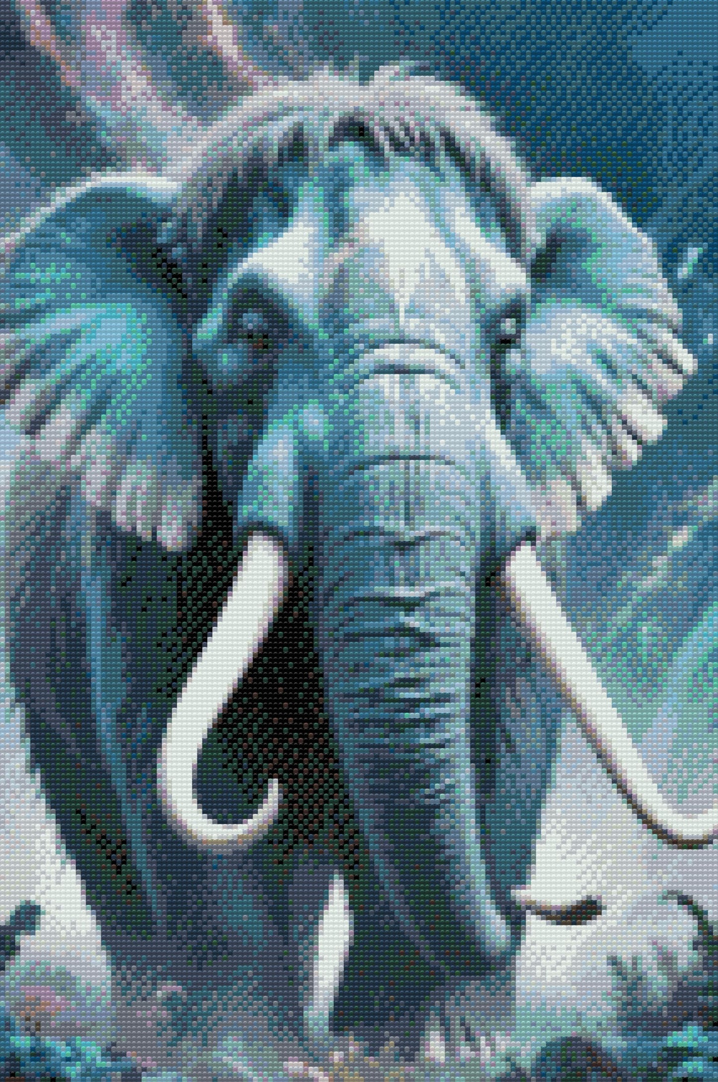 Diamond Painting - Mammut i nuancer af mørk turkis