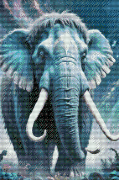 Diamond Painting - Mammut i nuancer af mørk turkis