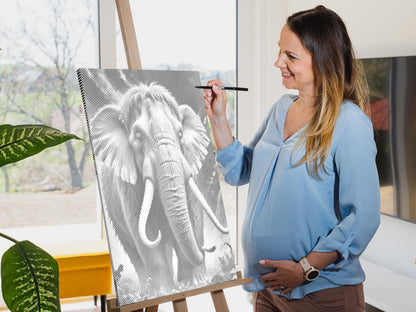 Mal-med-prikker -  Mammut i nuancer af mørk turkis