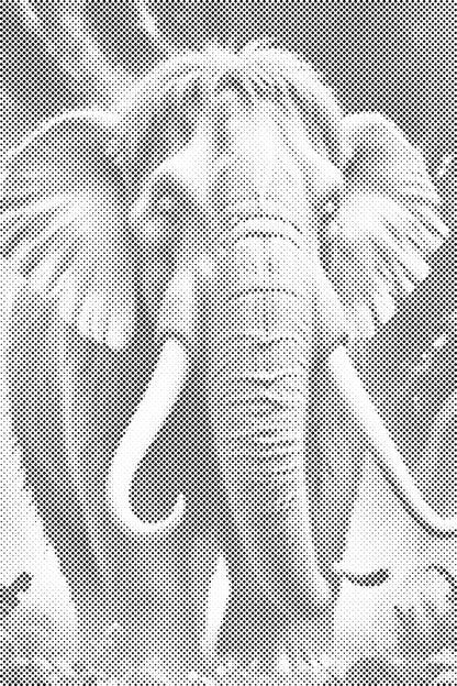 Mal-med-prikker -  Mammut i nuancer af mørk turkis