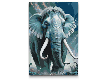 Paint by Numbers - Mammut i nuancer af mørk turkis