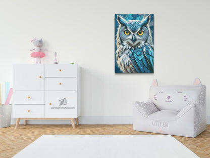 Diamond Painting - Ugle i nuancer af mørk turkis