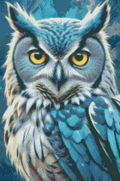 Diamond Painting - Ugle i nuancer af mørk turkis