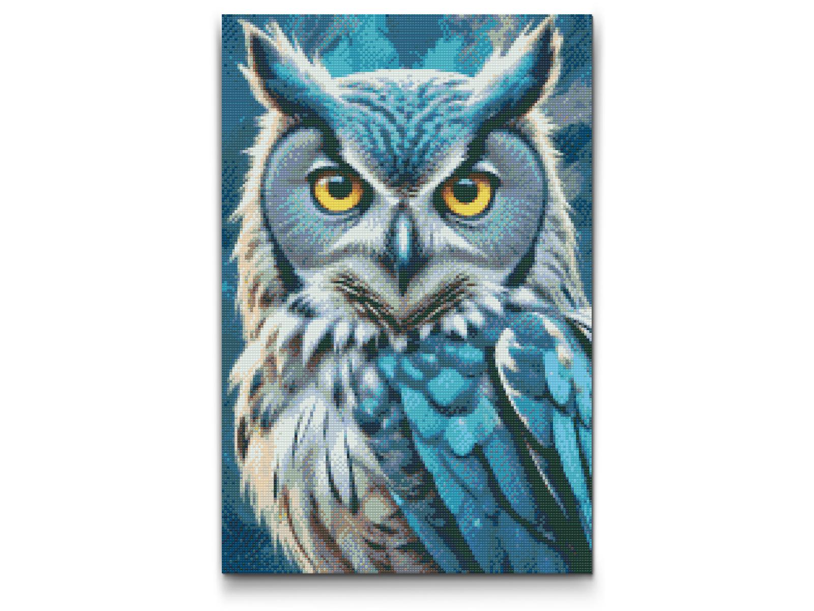 Diamond Painting - Ugle i nuancer af mørk turkis