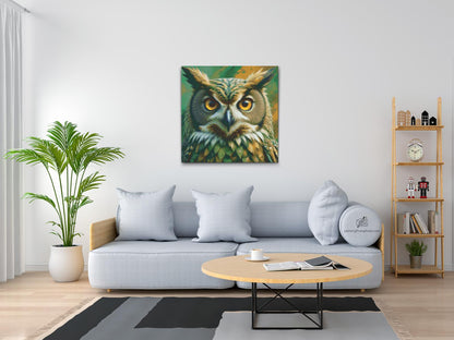 Diamond Painting - Ugle i nuancer af dæmpet grønt