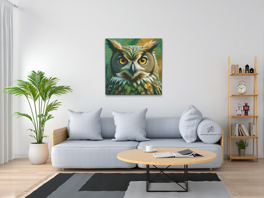 Diamond Painting - Ugle i nuancer af dæmpet grønt