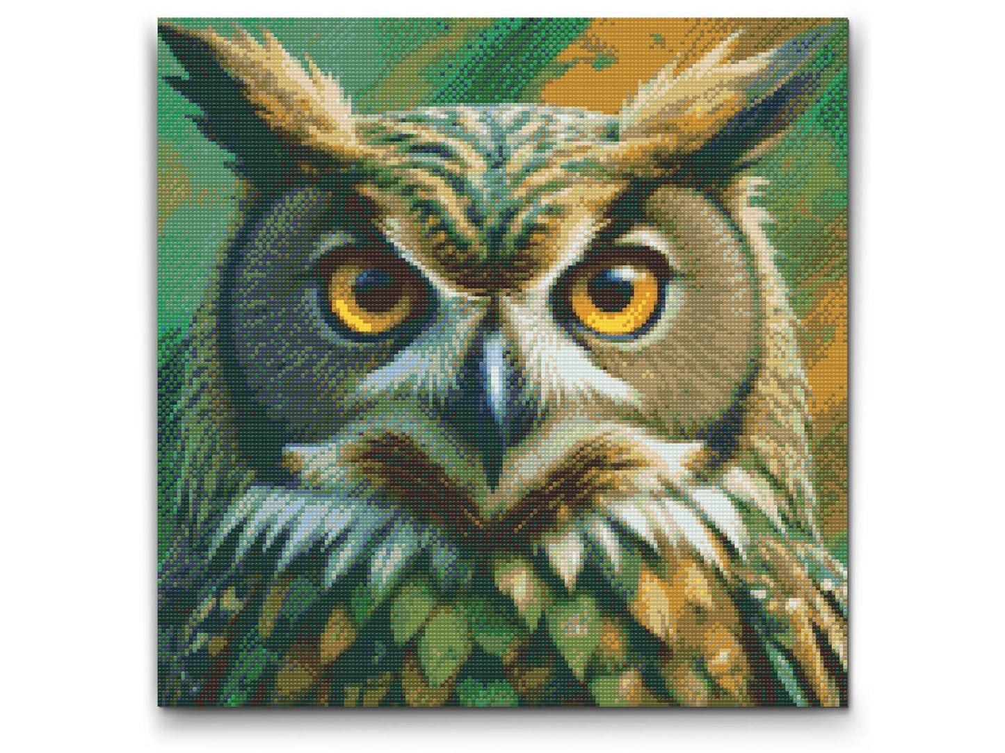 Diamond Painting - Ugle i nuancer af dæmpet grønt