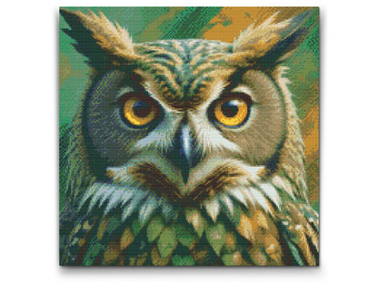 Diamond Painting - Ugle i nuancer af dæmpet grønt