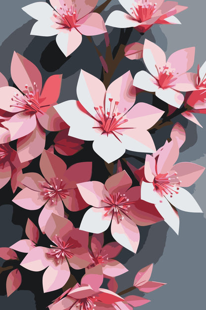 Paint by Numbers - Origami-kirsebærblomster
