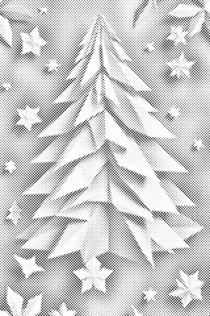 Mal-med-prikker -  Origami-juletræ