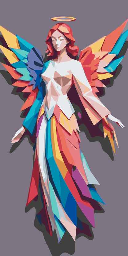 Paint by Numbers - Origami-regnbueengel