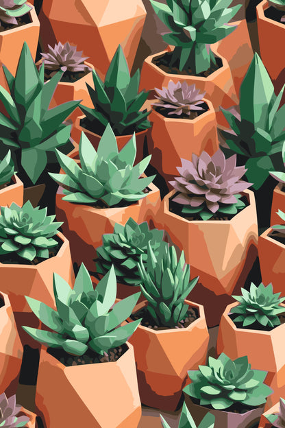 Paint by Numbers - Origami-sukkulenter