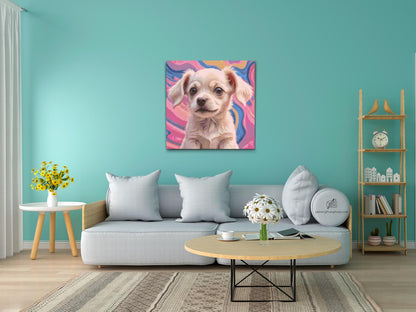Diamond Painting - Hvalp i nuancer af pink