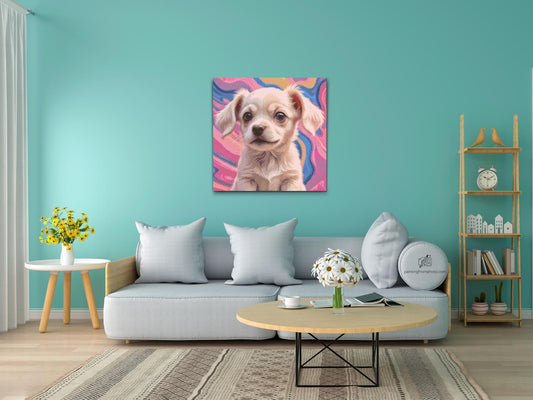 Diamond Painting - Hvalp i nuancer af pink