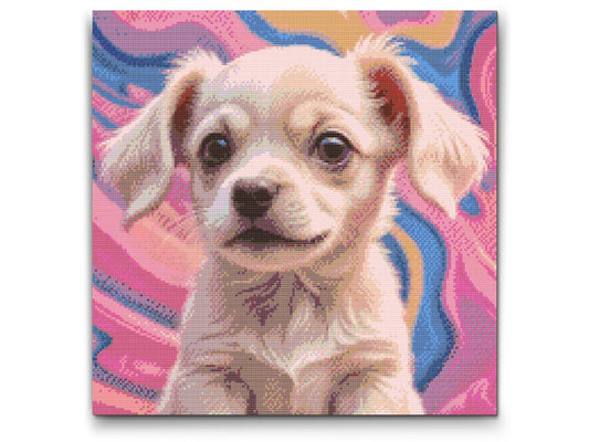 Diamond Painting - Hvalp i nuancer af pink
