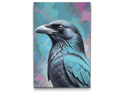 Paint by Numbers - Ravn i nuancer af mørk turkis
