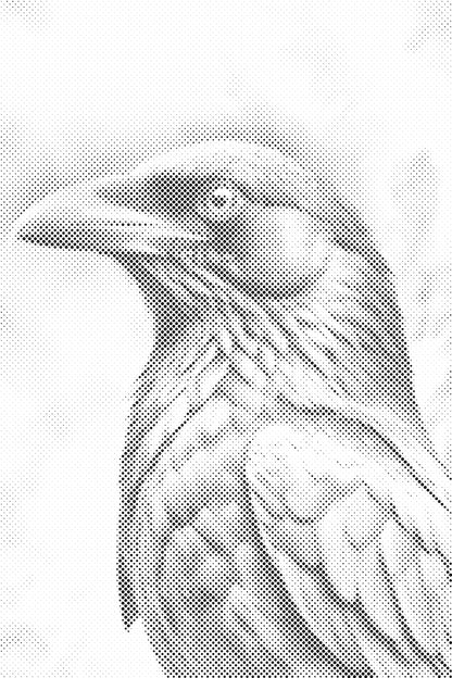 Mal-med-prikker -  Ravn i nuancer af mørk turkis