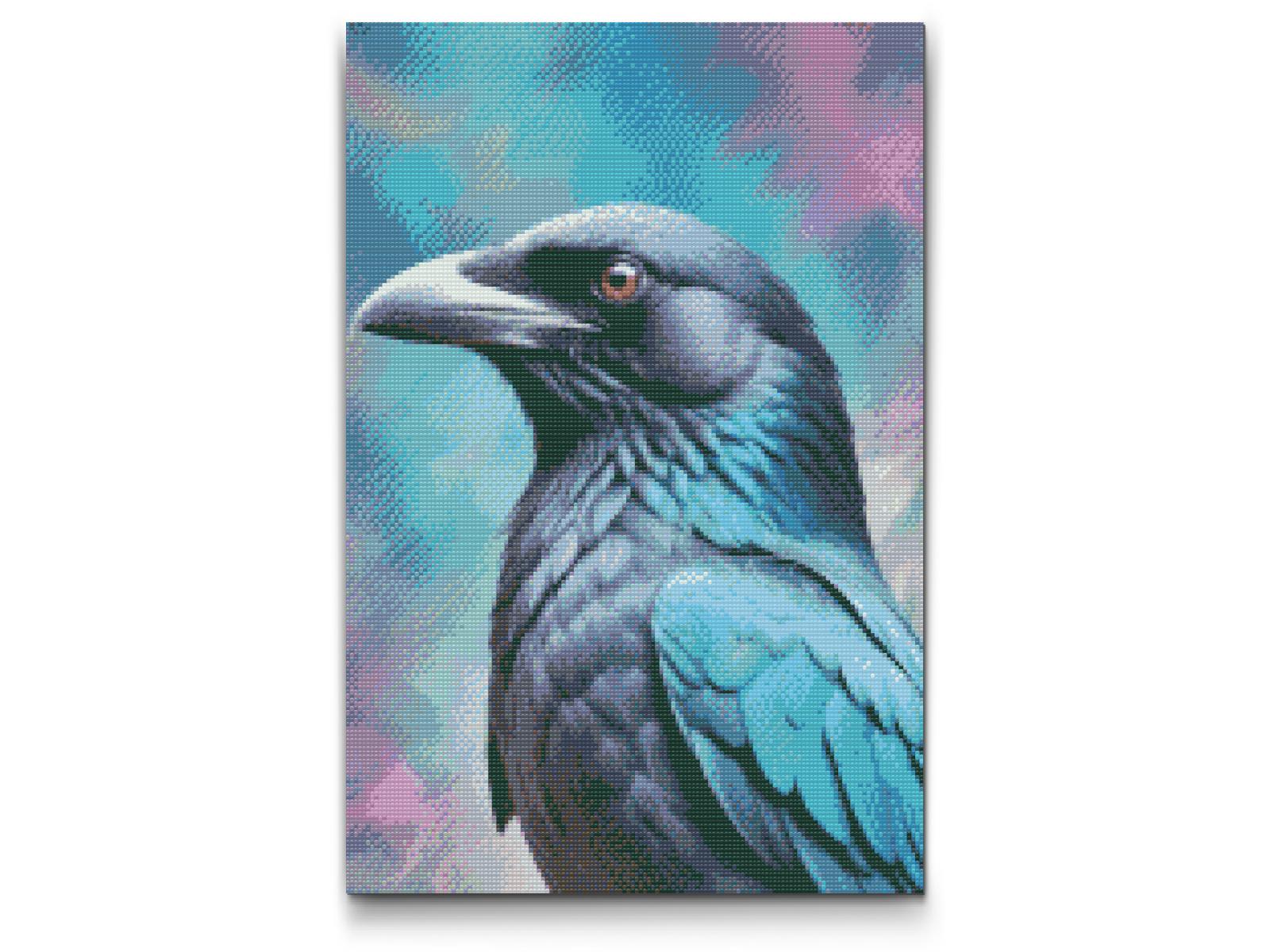 Diamond Painting - Ravn i nuancer af mørk turkis