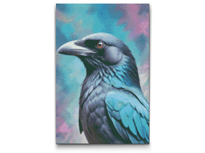 Diamond Painting - Ravn i nuancer af mørk turkis