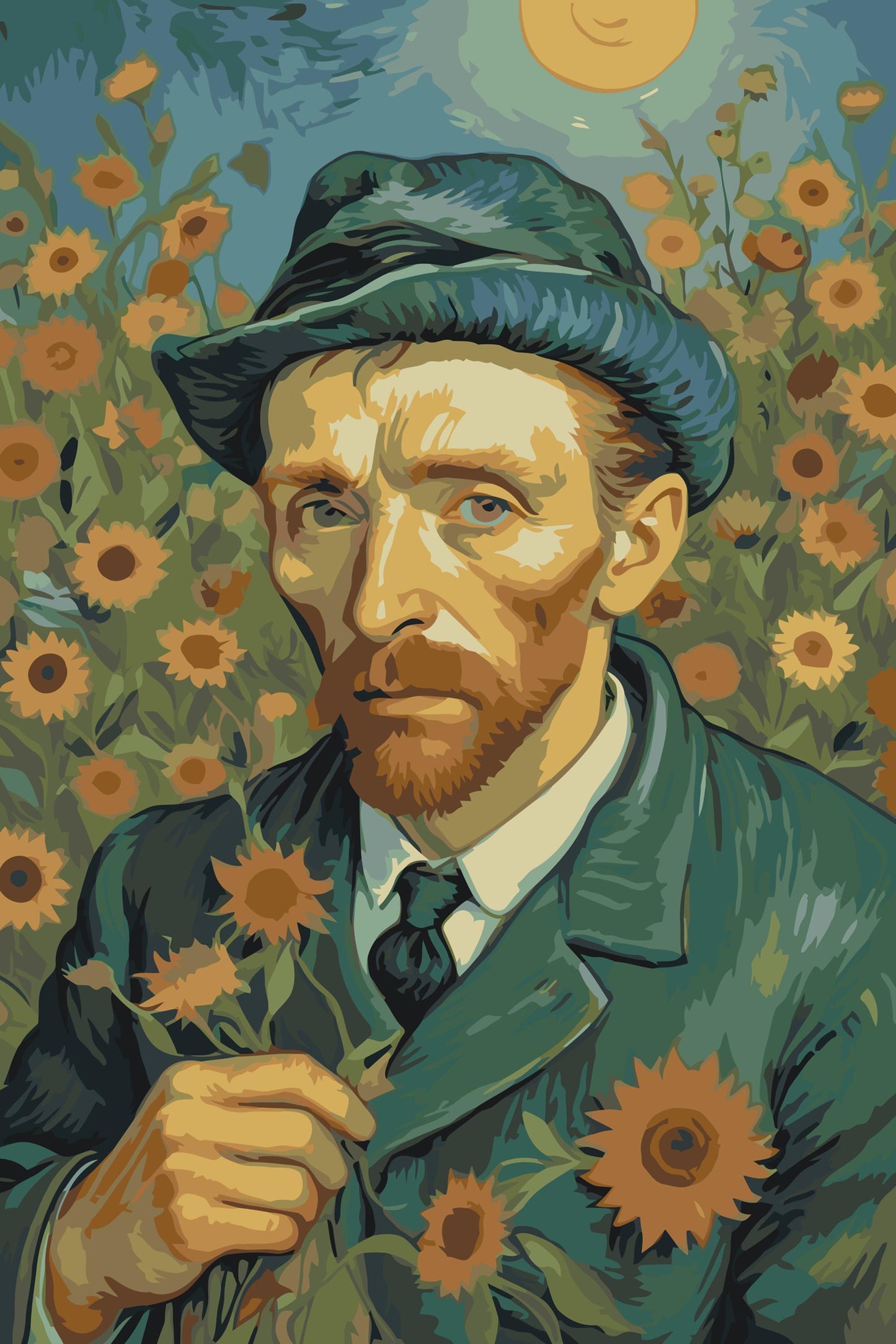 Paint by Numbers - Vincent Van Gogh i en solsikkemark