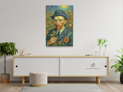 Diamond Painting - Vincent Van Gogh i en solsikkemark