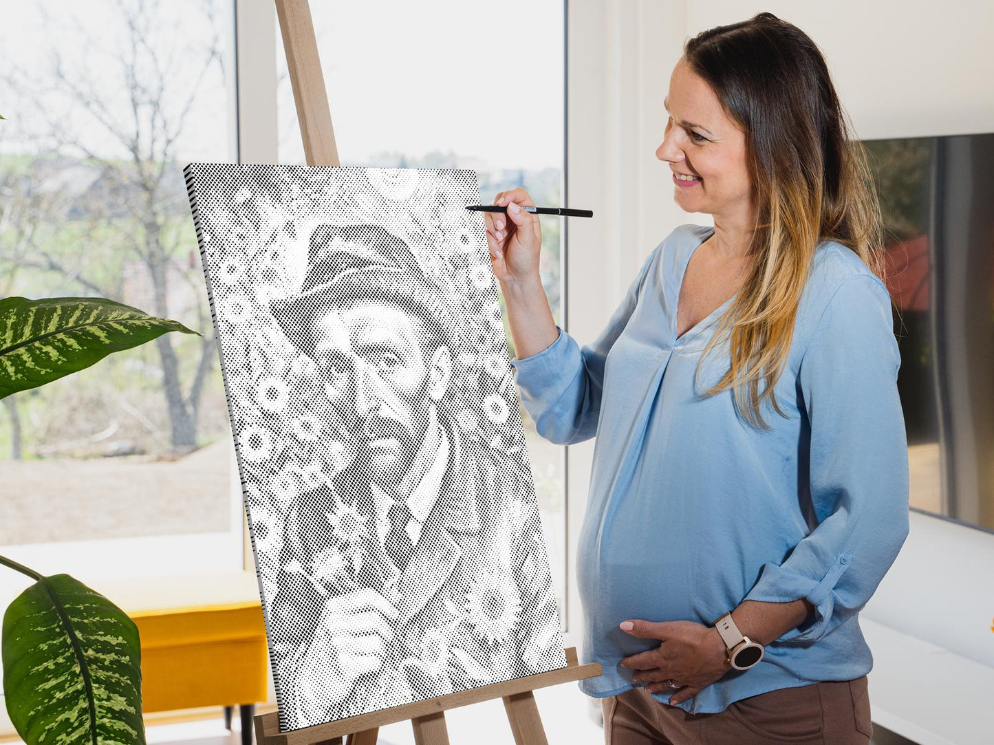 Mal-med-prikker -  Vincent Van Gogh i en solsikkemark