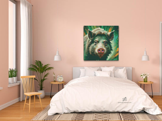 Diamond Painting - Vildsvin i nuancer af dæmpet grøn