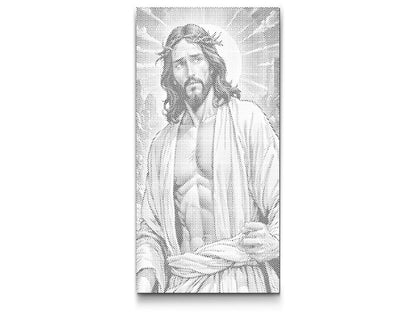 Mal-med-prikker -  Jesus med solen i baggrunden