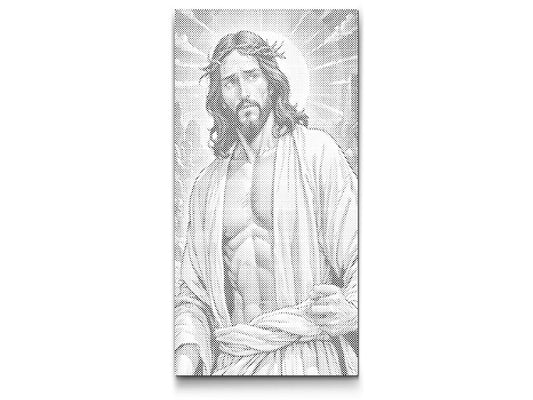 Mal-med-prikker -  Jesus med solen i baggrunden