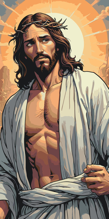 Paint by Numbers - Jesus med solen i baggrunden