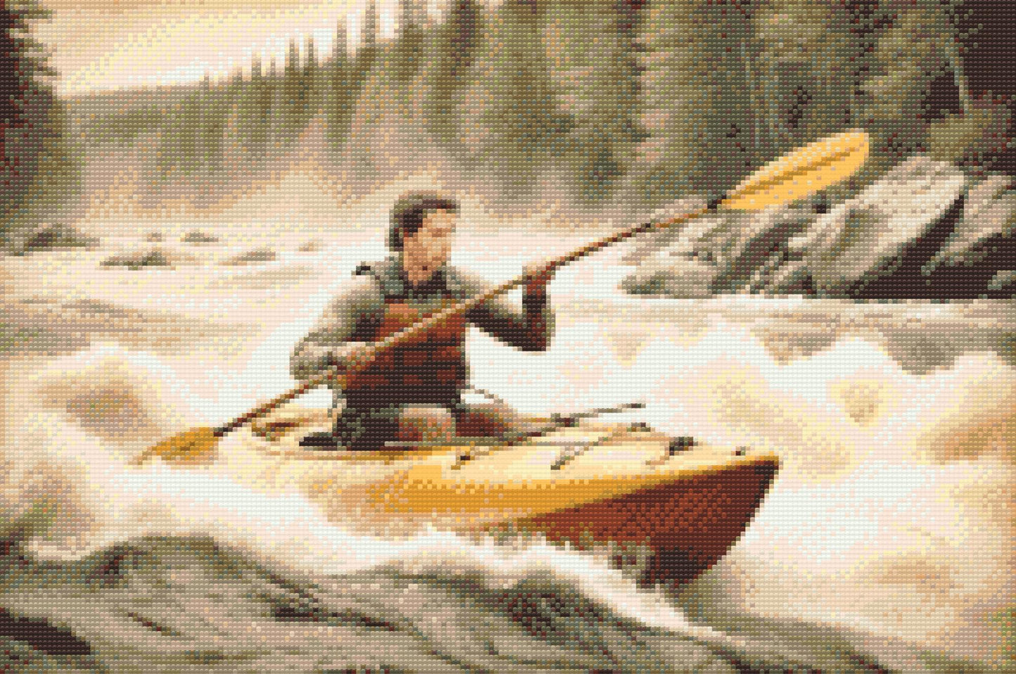 Diamond Painting - Kajaksejlads på en oprørt flod