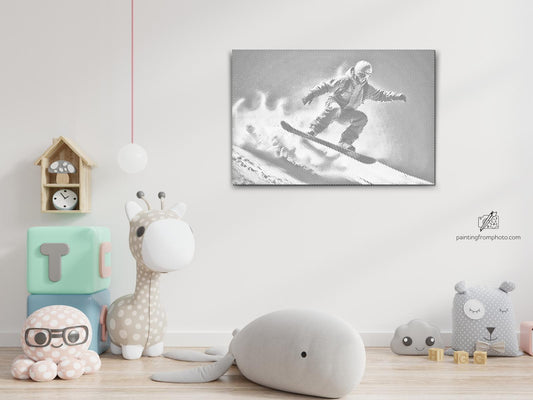 Mal-med-prikker -  Snowboarder