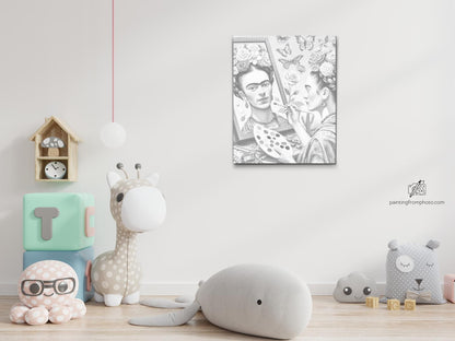 Mal-med-prikker -  Frida Kahlo-maleri