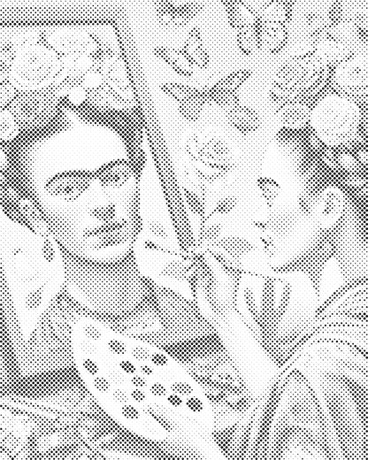 Mal-med-prikker -  Frida Kahlo-maleri